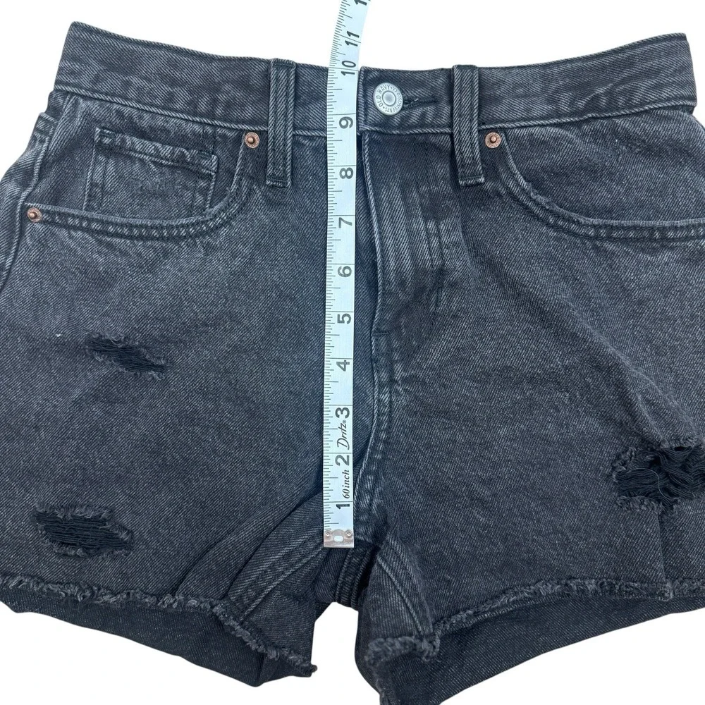 Old Navy Shorts Girls 14‎ Adjust Black Denim High Rise Slouchy Straight Raw Hem